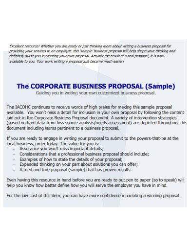 corporate business price proposal