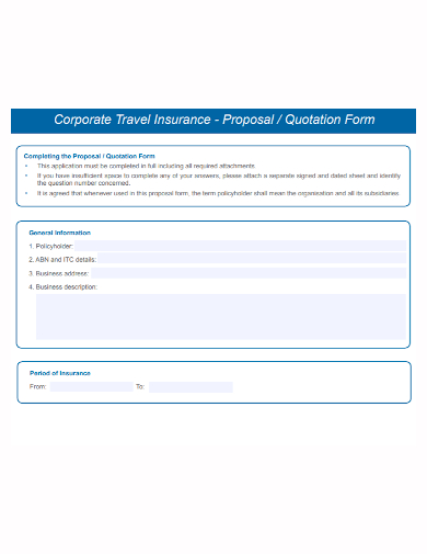 corporate travel quotation proposal
