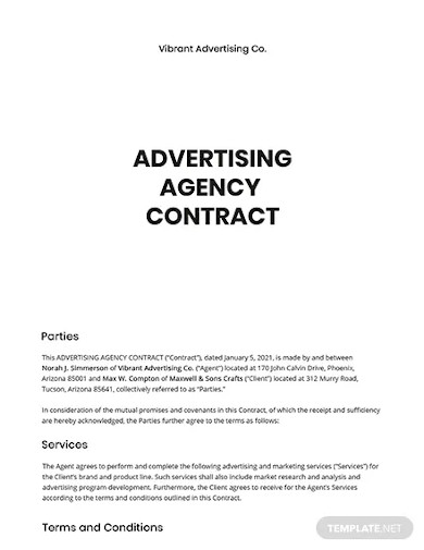 creative advertising agency contract