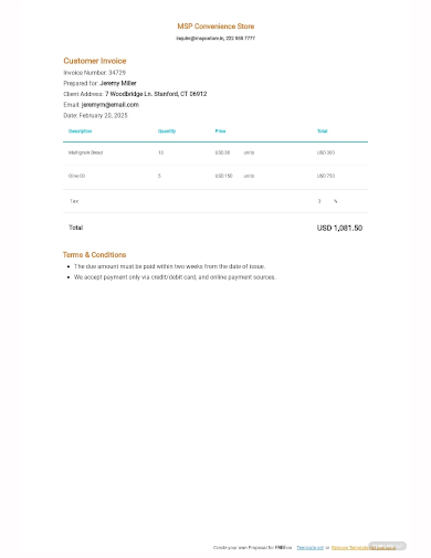 customer invoice attached template