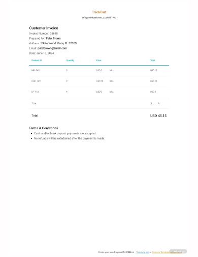 customer invoice template