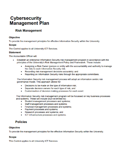 cyber security risk management plan
