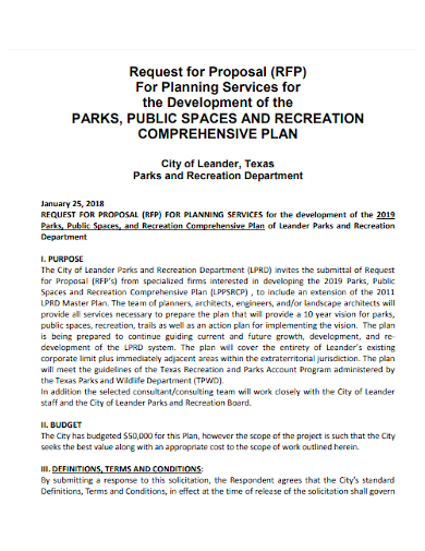 development of parks request for proposal