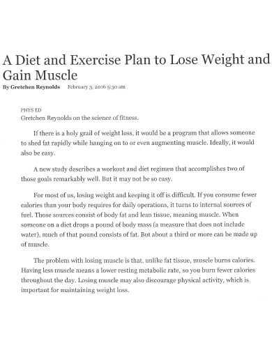 diet and exercise plan for muscle gain