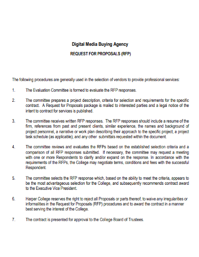 digital media buying agency request for proposal