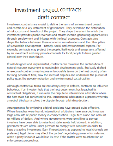 draft investment project contract