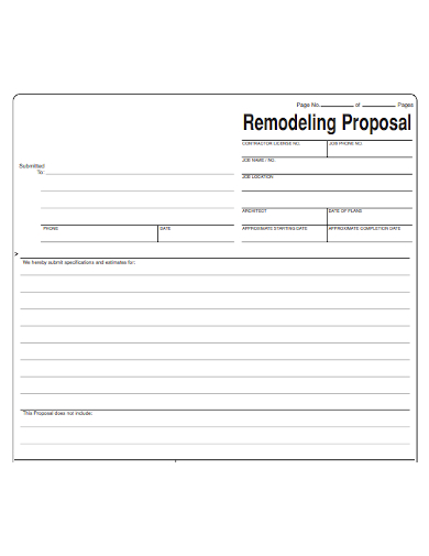 editable remodeling proposal