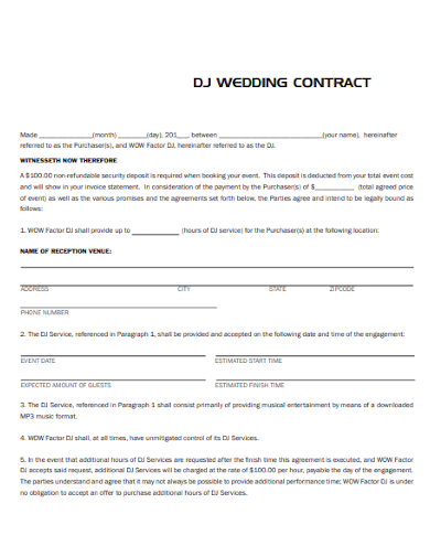 editable wedding dj contract
