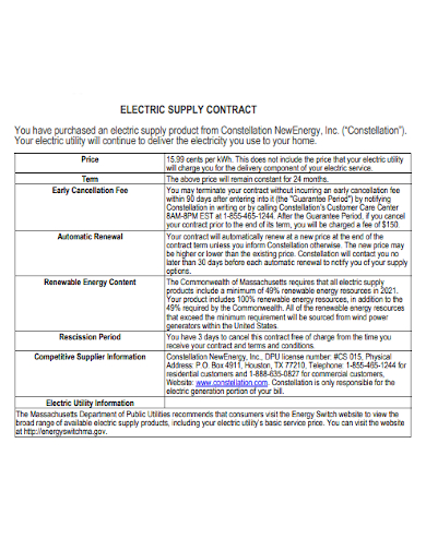 electric product supply contract