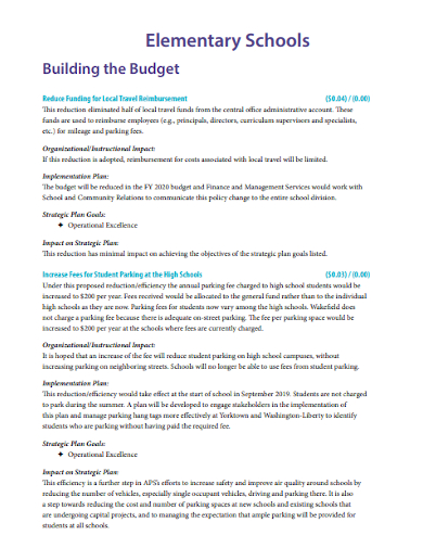 elementary school building budget
