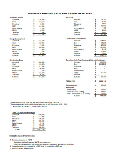 elementary school replacement fee proposal