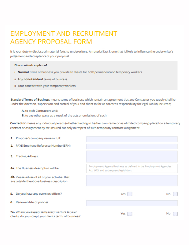 employment recruitment agency proposal