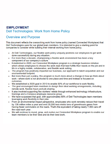employment work from home policy