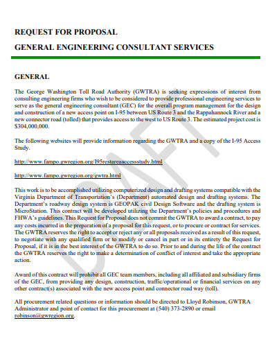 engineering consultant services cost proposal