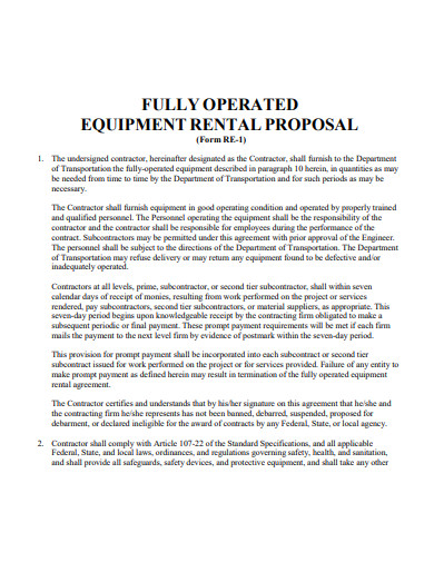 equipment rental proposal