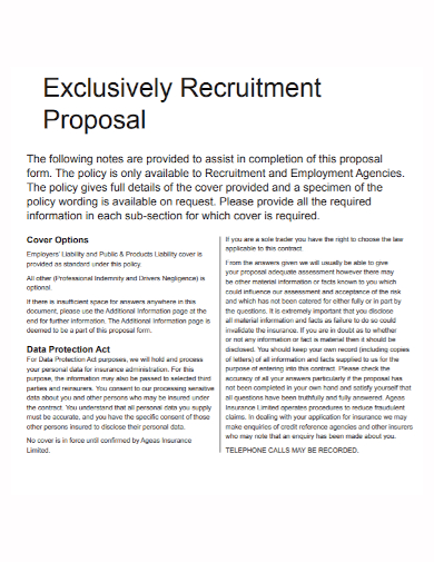exclusively recruitment agency proposal