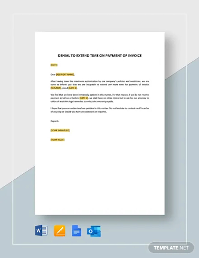 extend time on payment of invoice template