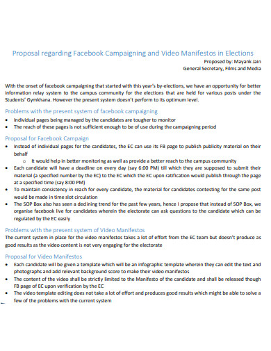 facebook campaign proposal