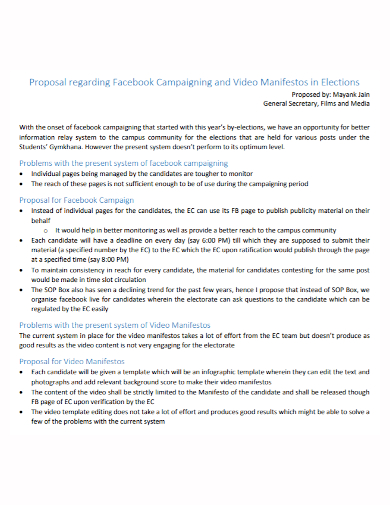 facebook video campaign proposal
