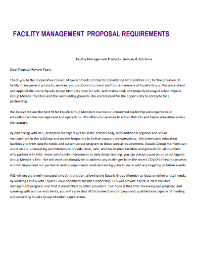 facilities management proposal requirement