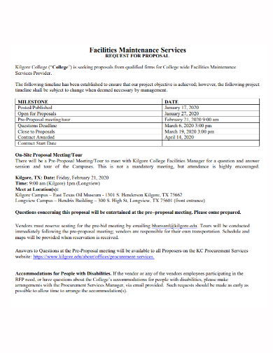 facility maintenance services proposal