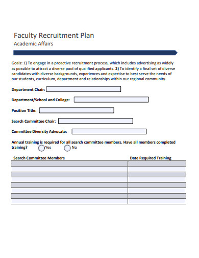 faculty recruitment plan