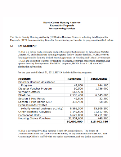 fee accounting services request for proposal