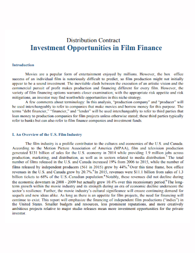 film finance investment contract