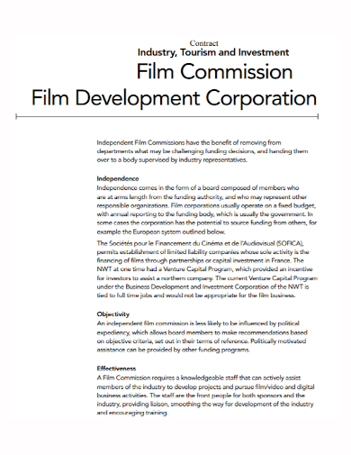 film industry investment contract