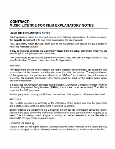 film music licence contract