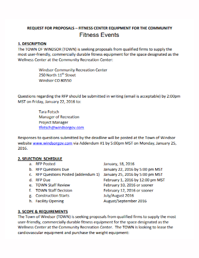 fitness center event proposal