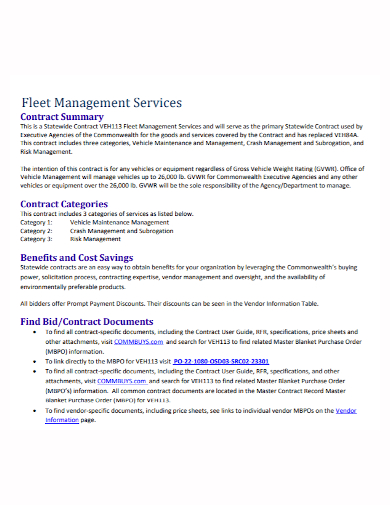 fleet management services contract