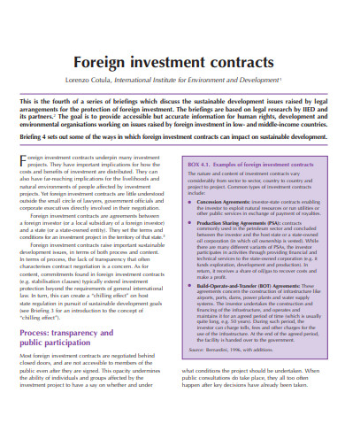 foreign startup investment contract
