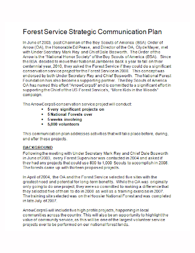 forest service strategic communication plan