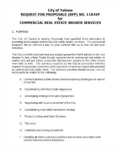 formal commercial real estate request for proposal