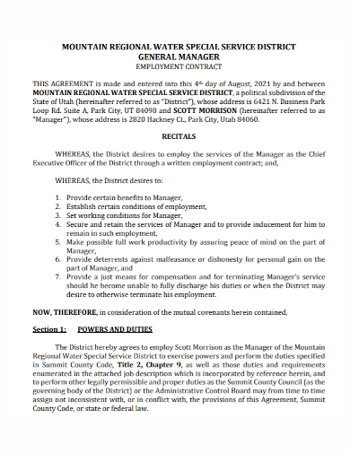 formal general manager employment contract