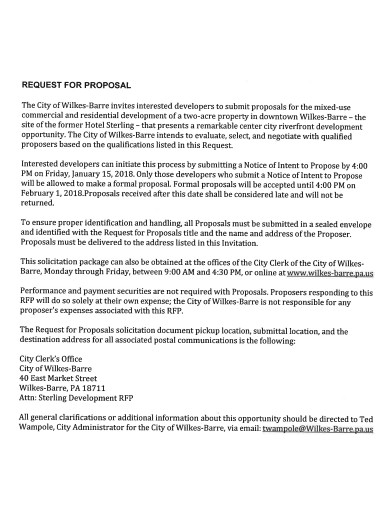 formal hotel lease request for proposal