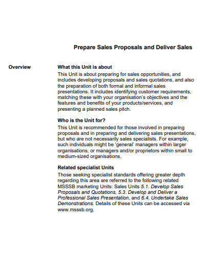 formal one page sales proposal