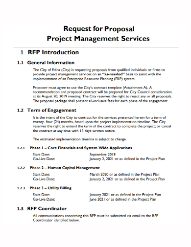 formal project management request for proposal