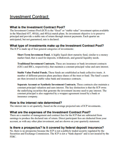 formal services investment contract