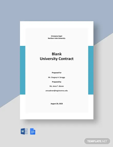 free blank university contract template