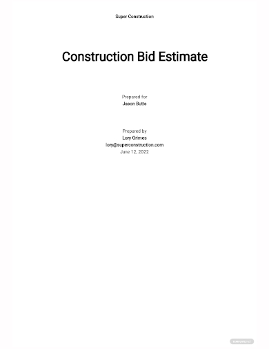 free construction bid estimating template