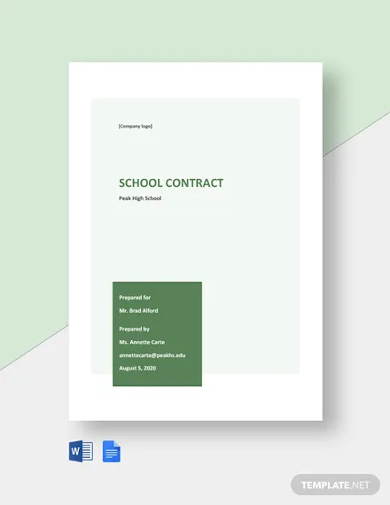 free sample school contract templates