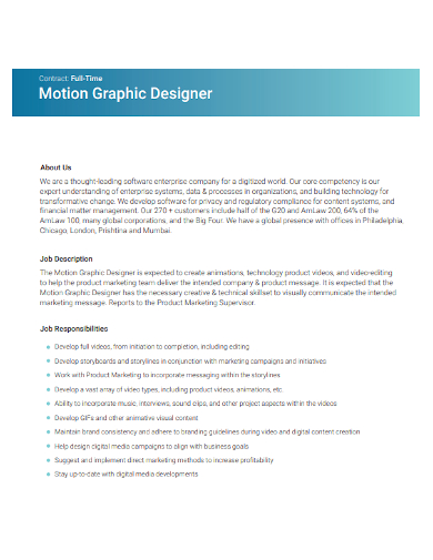 full time motion graphics designer contract