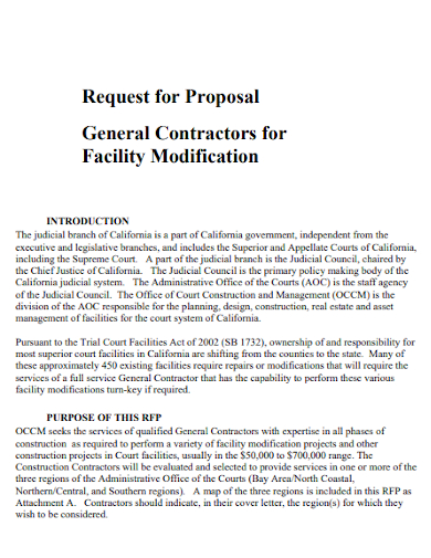 general construction facility modification proposal