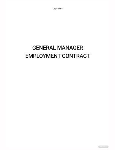 general manager employment contract template