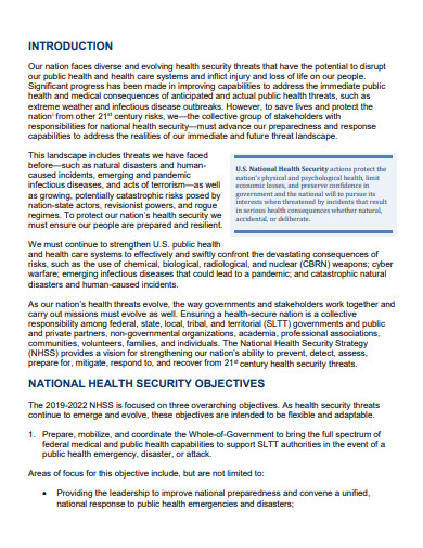 health security strategic plan