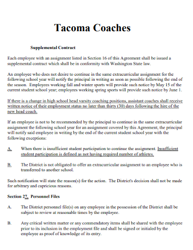 high school coach supplemental contract