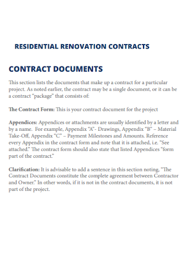 home renovation contract document