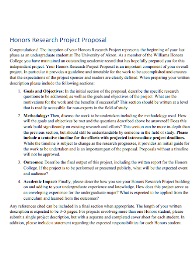 honors research project proposal